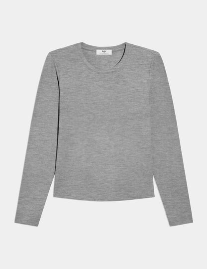 | Modal Rib Long Sleeve shown front-facing against a light gray background | Heathered Grey
