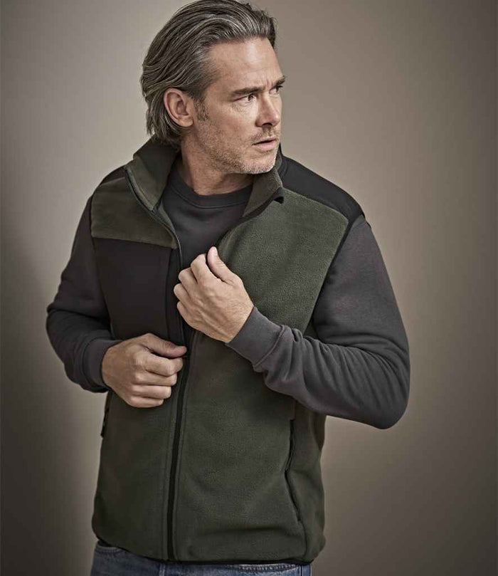 Tee Jays Mountain Fleece Bodywarmer | Deep Green/Black - Eg Clothing UK