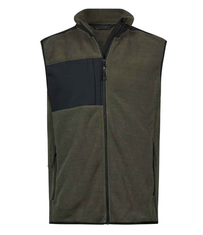 Tee Jays Mountain Fleece Bodywarmer | Deep Green/Black - Eg Clothing UK
