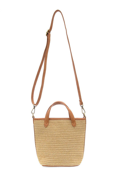 Natural Straw Mini Bucket Crossbody