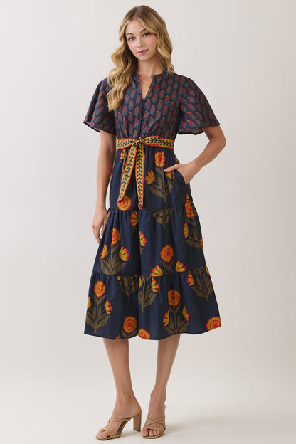 Navy Nora Midi Dress