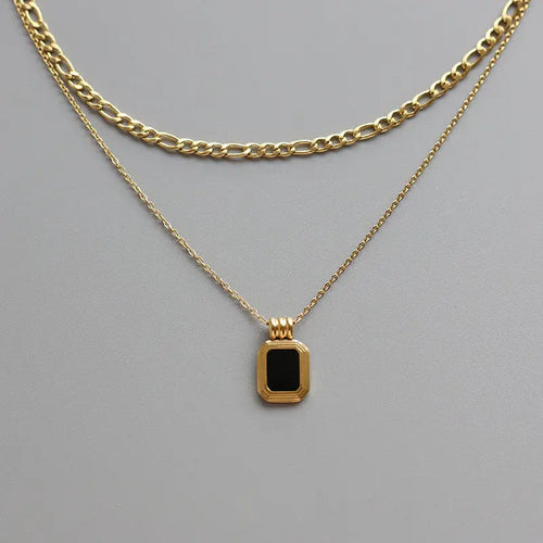 Obsidian Pendant with Double Trace Necklace Crushes.