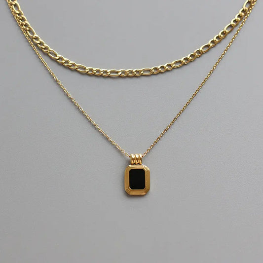 Obsidian Pendant with Double Trace Necklace Crushes.