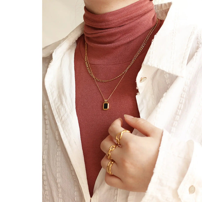 Obsidian Pendant with Double Trace Necklace Crushes.