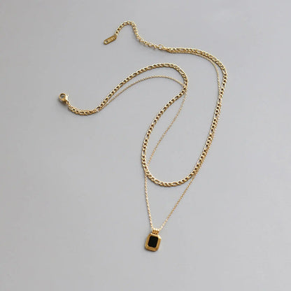 Obsidian Pendant with Double Trace Necklace Crushes.