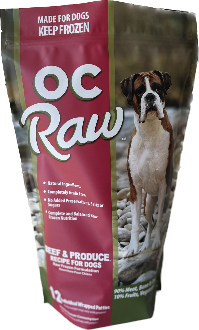 OC Raw Dog Grain-Free Frozen Beef & Produce Patties - 6.5 lbs - Dog.Dog.Cat.