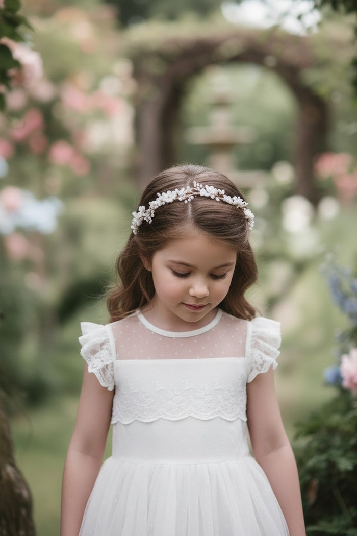 OLIVIA DRESS ANTIQUE WHITE