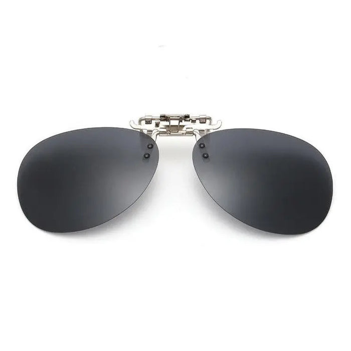 Oval Clip On Flip Up Sunglasses Lenses for Prescription Glasses - Sleek UV Protection Classic Style Pantsnsox