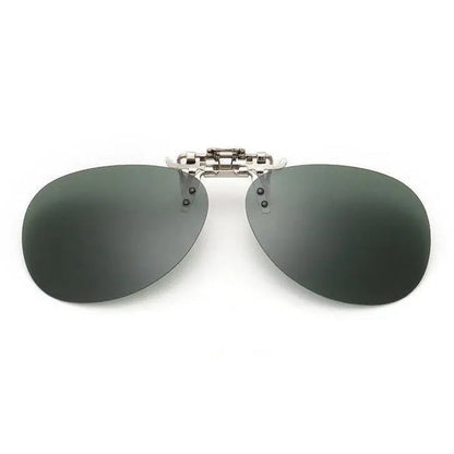 Oval Clip On Flip Up Sunglasses Lenses for Prescription Glasses - Sleek UV Protection Classic Style Pantsnsox