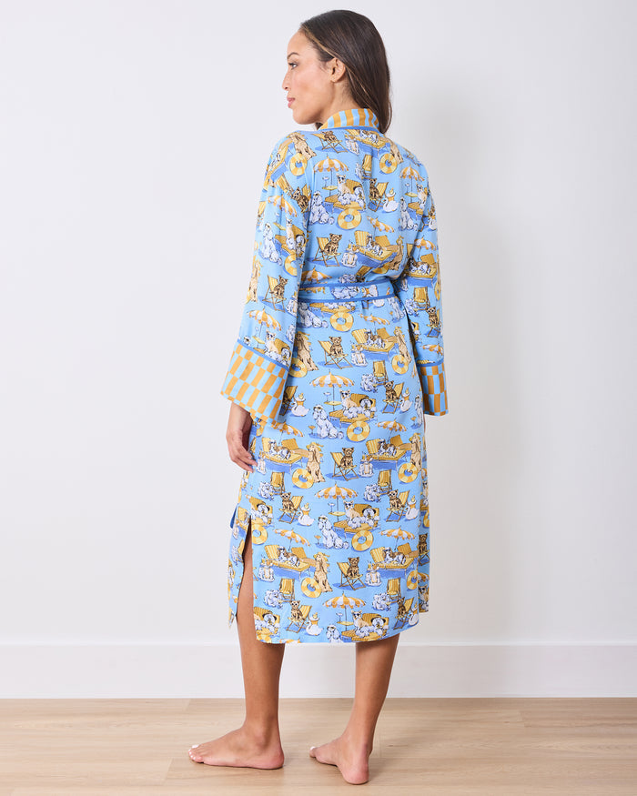 Palm Royale Pooches - Eco Satin Robe - Cerulean Splash - Printfresh
