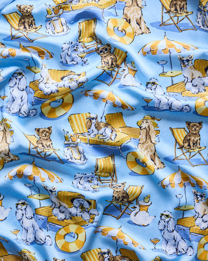 Palm Royale Pooches - Eco Satin Robe - Cerulean Splash - Printfresh