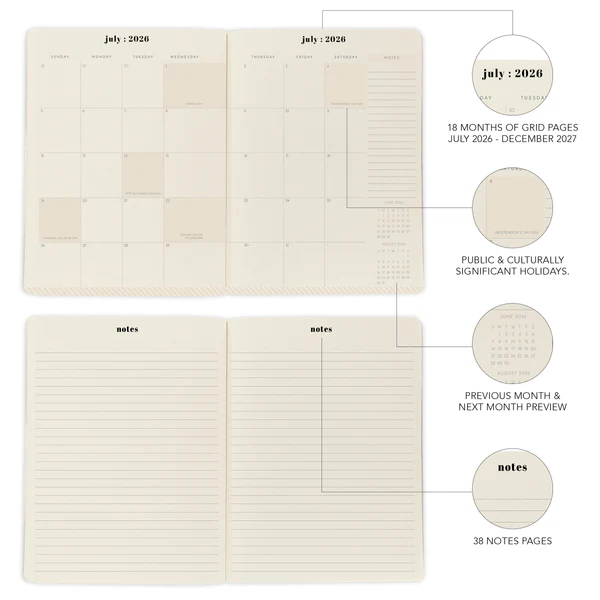 Peanuts 18-Month Monthly Planner