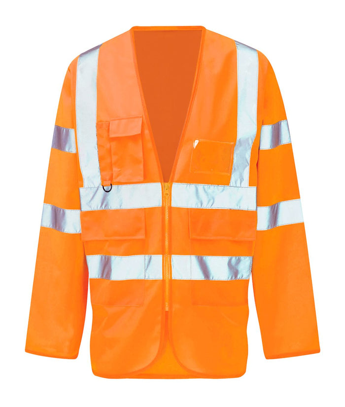 Pembridge Executive Jerkin sleeved Hi-Vis Class 3 vest 100% polyester tricot reflective tape zip front mobile and ID pockets