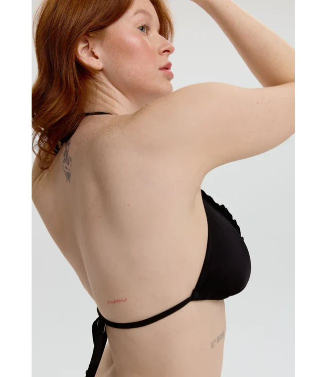Petra Ruffle Triangle Bikini Top Black