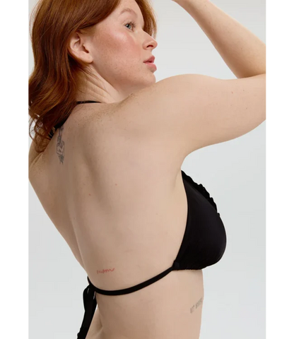 Petra Ruffle Triangle Bikini Top Black