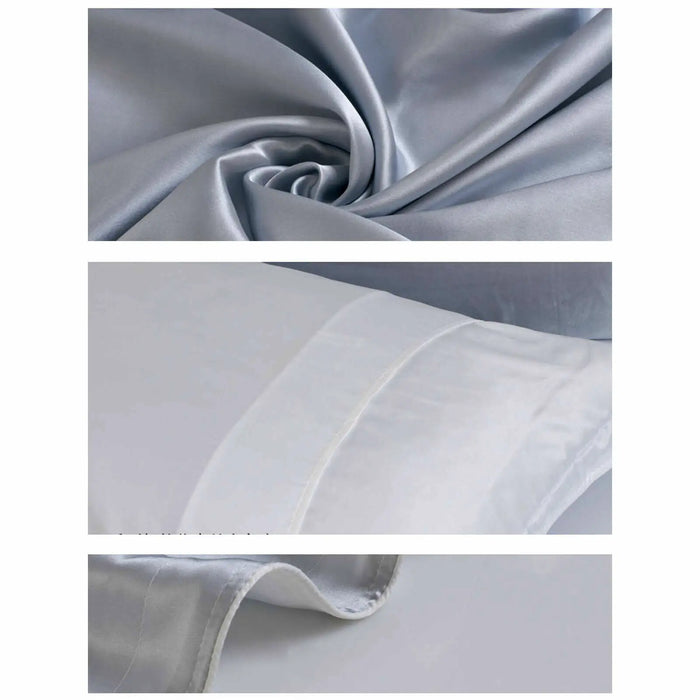 Pillowcase 100% Nature Silk Anti Ageing Wrinkles Mulberry Silk Pillow Case Blue White PUEE