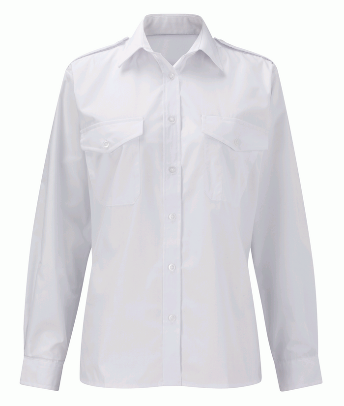 Pilot Blouse Long Sleeve 65% polyester 35% cotton classic collar self epaulettes two button flap breast pockets
