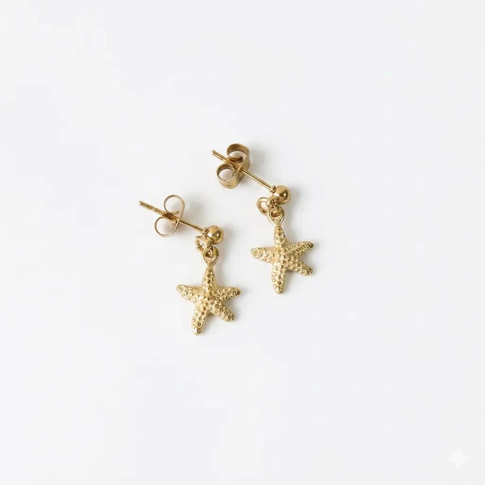 Plated Sea Star Drop Earrings for Women, Dangle Stud Earrings, Gift Crushes.