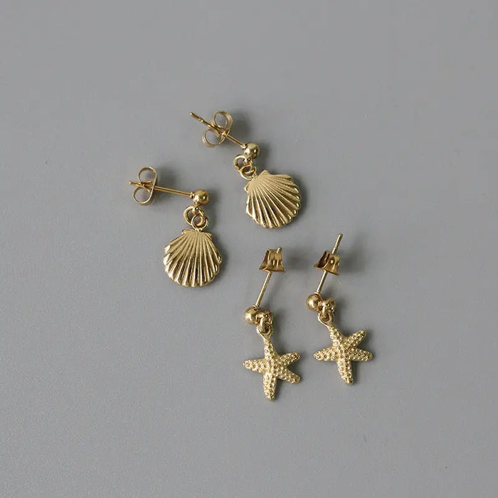 Plated Sea Star Drop Earrings Dangle Drop Studs Womens Gift JE_2105 Pantsnsox