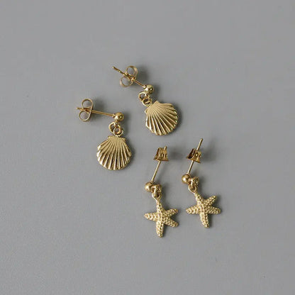 Plated Sea Star Drop Earrings Dangle Drop Studs Womens Gift JE_2105 Pantsnsox
