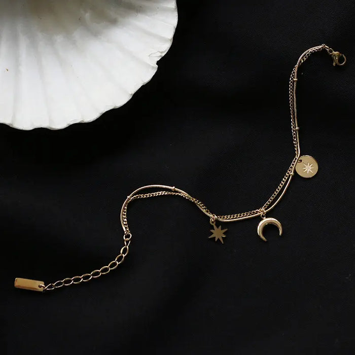 Plated Star Moon Bracelet - Pantsnsox