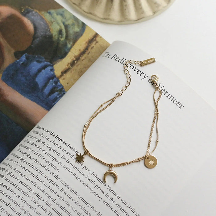 Plated Star Moon Bracelet - Pantsnsox