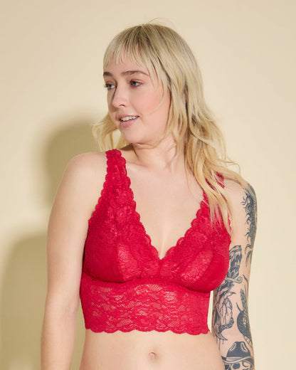 Red Bralette - Never Say Never Plungie Longline Bralette