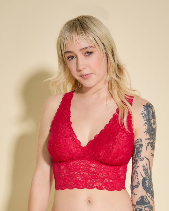 Red Bralette - Never Say Never Plungie Longline Bralette