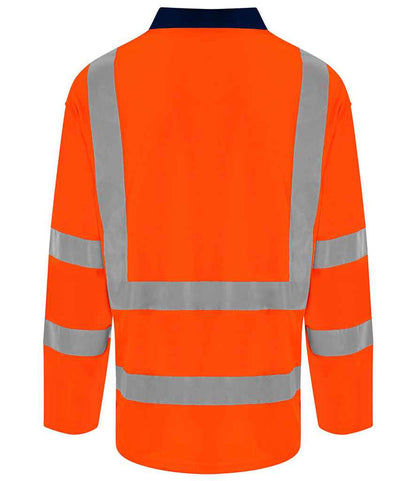 Pro RTX High Visibility Long Sleeve Polo Shirt | Orange/Navy - Eg Clothing UK