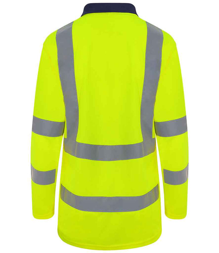 Pro RTX High Visibility Long Sleeve Polo Shirt | Yellow/Navy - Eg Clothing UK
