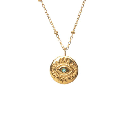 Protection Necklace, 18K Gold Plated Dainty Evil Eye Necklace With Blue Diamonte - Hypoallergenic & Water-Resistant Crushes.