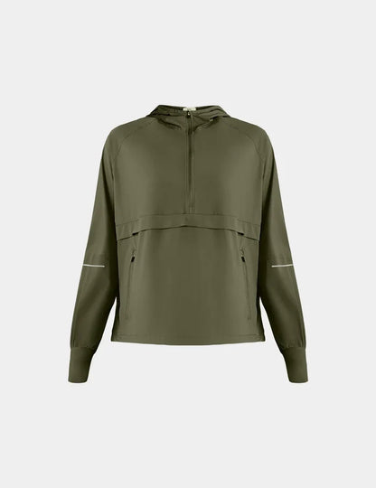 | Front view of model highlighting the coverage and fit | Olive