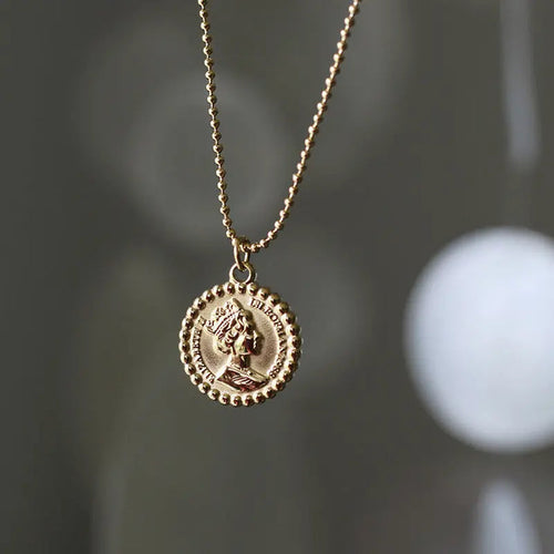 Queen Elizabeth II Gold Coin Money Pendant Necklace - Pantsnsox