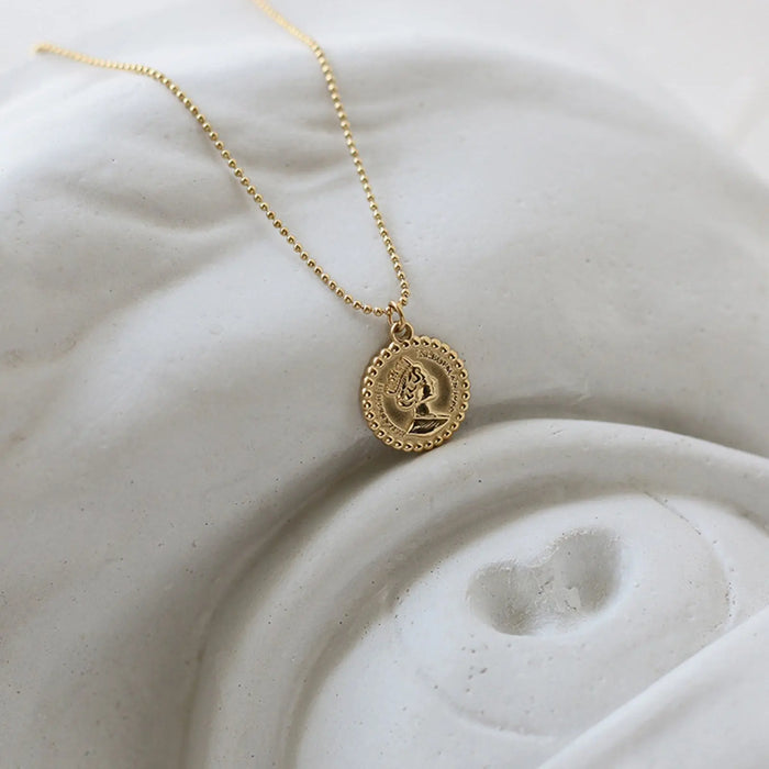 Queen Elizabeth II Gold Coin Money Pendant Necklace - Pantsnsox