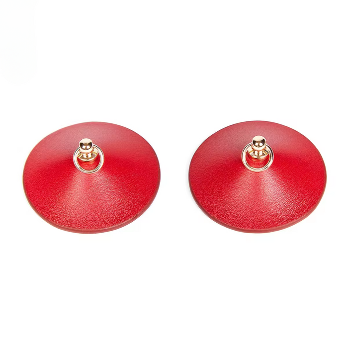 Red Leather Pasties with Gold Ring