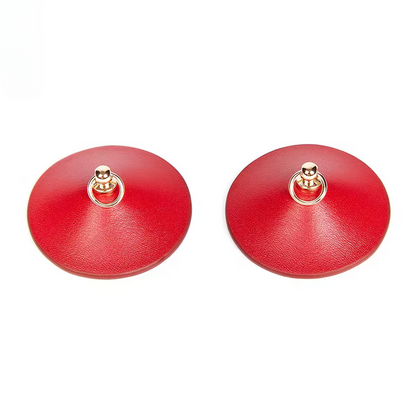 Red Leather Pasties with Gold Ring