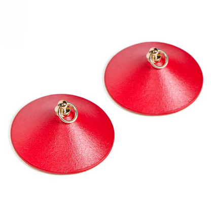 Red Leather Pasties with Gold Ring