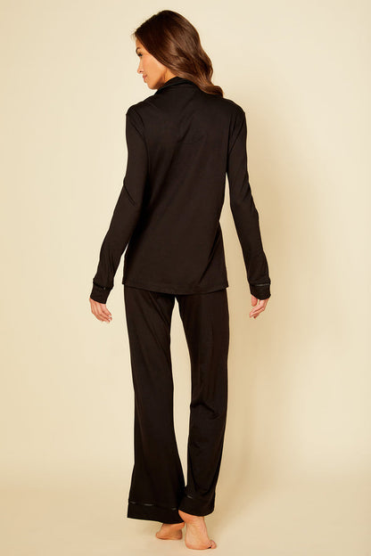 Black Set - Bella Relaxed Long Sleeve Top & Boxer Pajama Set
