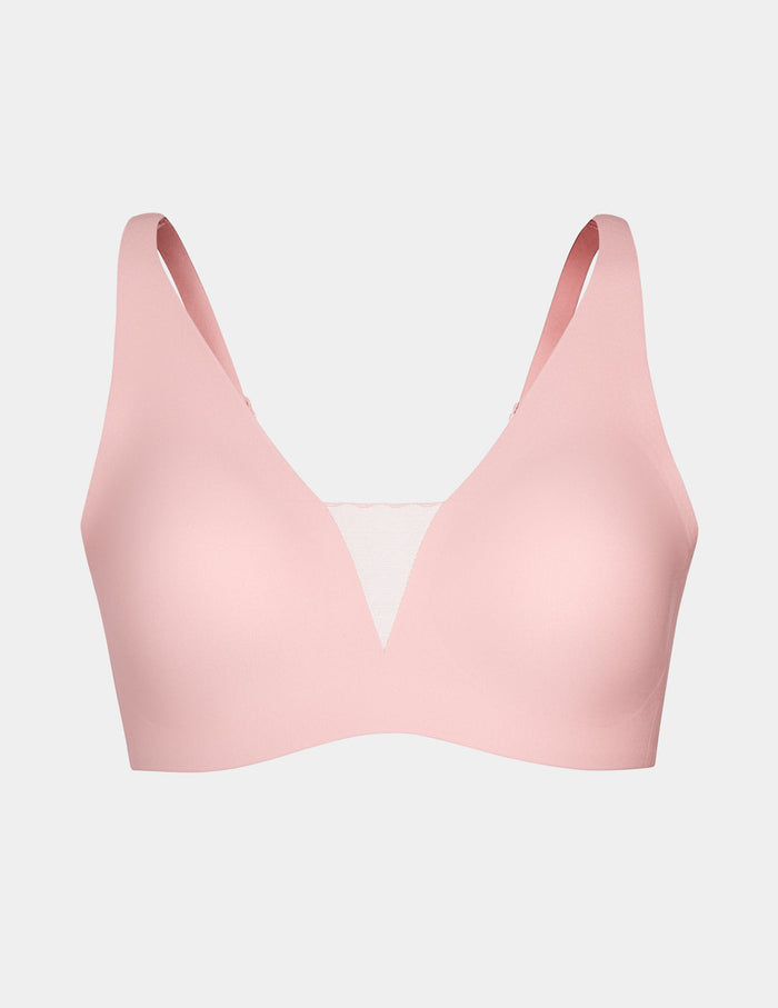 | View of Revolution Shadow Mesh Bra shown front-facing against a light gray background | Rose Water