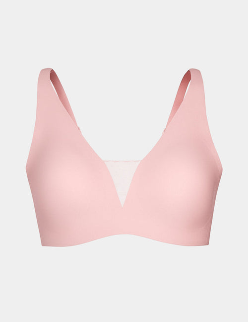 | View of Revolution Shadow Mesh Bra shown front-facing against a light gray background | Rose Water