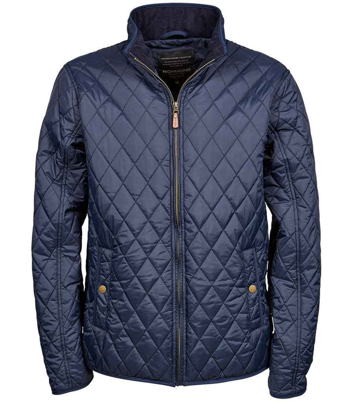 Tee Jays Richmond Jacket Deep Navy with corduroy-lined collar elbow patches brass zip and front stud pockets