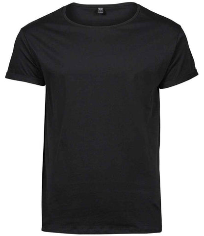 Tee Jays Roll-Up T-Shirt cotton blend relaxed fit with roll-up sleeves bar tacks narrow ribbed wide neckline taped neck and shoulders