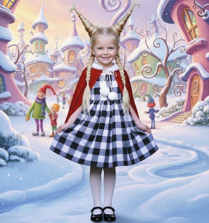 SANTA'S SILLY HELPER DRESS & CAPE SET
