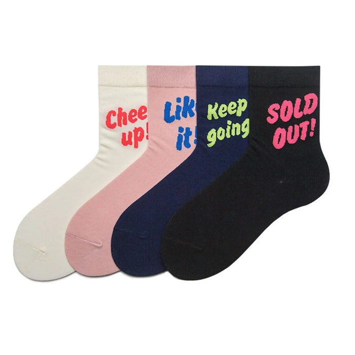 Slogan Women Cotton Socks - Pantsnsox