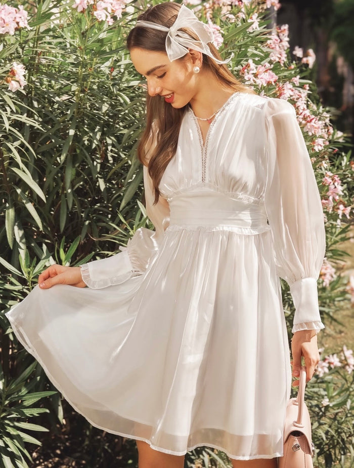 Shimmer Sheer Dress - White