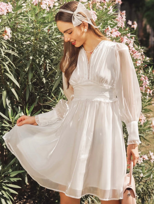 Shimmer Sheer Dress - White