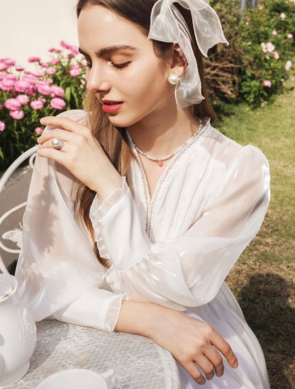 Shimmer Sheer Dress - White