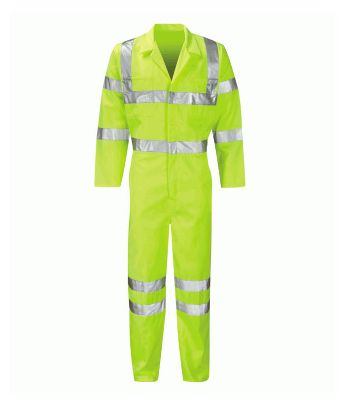 Sigma Coverall Tall Leg hi-vis coverall 80% polyester 20% cotton 275GSM with reflective tape elasticated waist zip front and 5 pockets