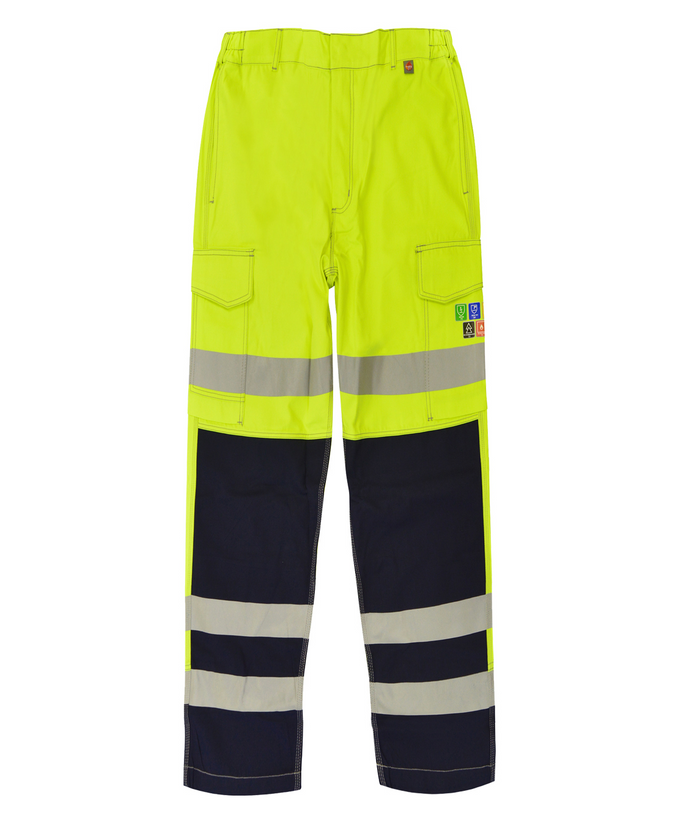 SILICON flame retardant ARC combat trousers tall leg high-visibility yellow 60% Modacrylic 40% Cotton multiple Velcro pockets