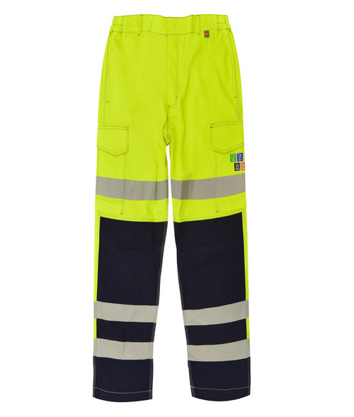 SILICON flame retardant ARC combat trousers tall leg high-visibility yellow 60% Modacrylic 40% Cotton multiple Velcro pockets